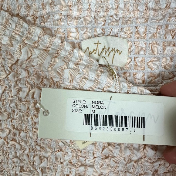 NWT Petersyn Nora Smocked Strapless Bodycon Mini Dress in Melon Size M - Picture 4 of 6